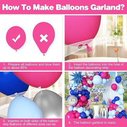 Royal Blue Hot Pink Balloon Arch Garland Kit - Image 6