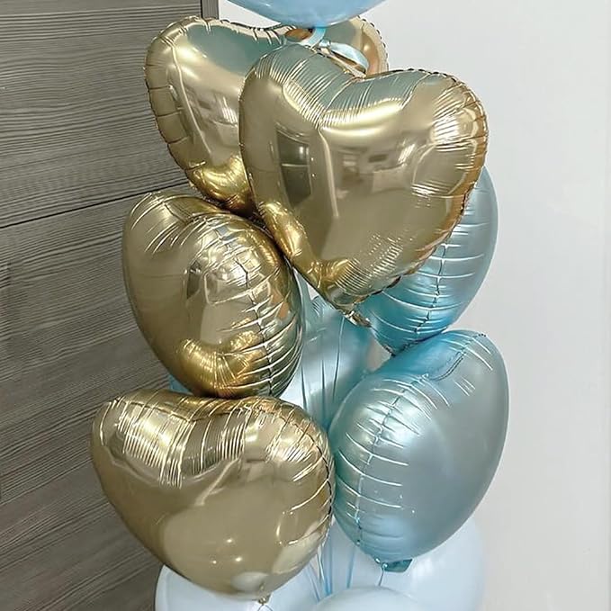 Baby Blue Heart Foil Balloons, 18Inch Large Heart Polyester Film Balloon - Image 4