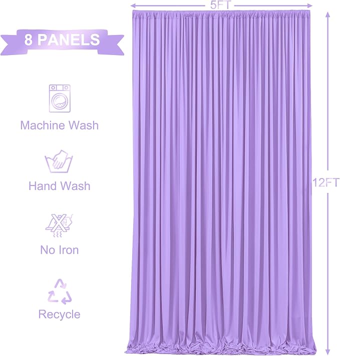 8 Panels Lavender Backdrop Curtains - Image 6