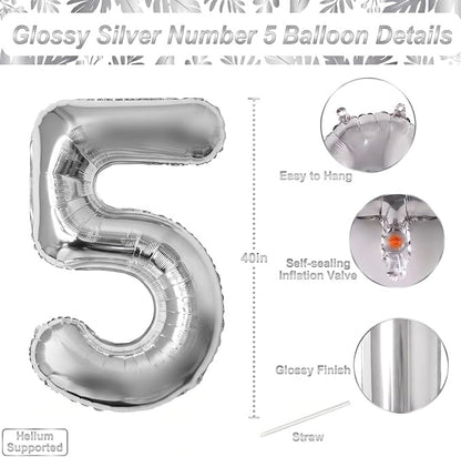 Silver Number 15 Balloon 40 Inch, Radiant Foil - Image 4