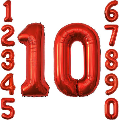 Red Number 10 Balloon 40 Inch, Foil Numeral by Unknown