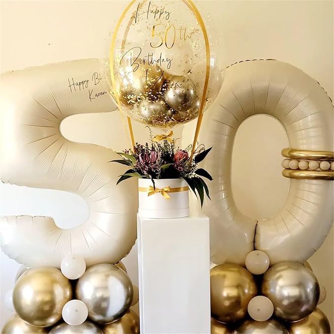 Cream Number Balloons, 40inch Large Beige Number 6 Foil Mylar Helium Balloons - Image 6