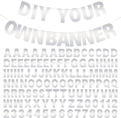 DIY Banner Kit with Letters Bright Silver Customizable Birthday Banners by mifengda