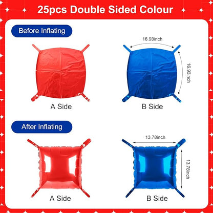 Red and Blue Square Foil Balloons 25 Pcs Metallic Red and Blue Balloons Wall - Image 7
