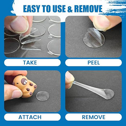 450Pcs Double Sided Adhesive Dots, 0.6"+0.8"+1" Clear No Trace Sticky Tac - Image 3