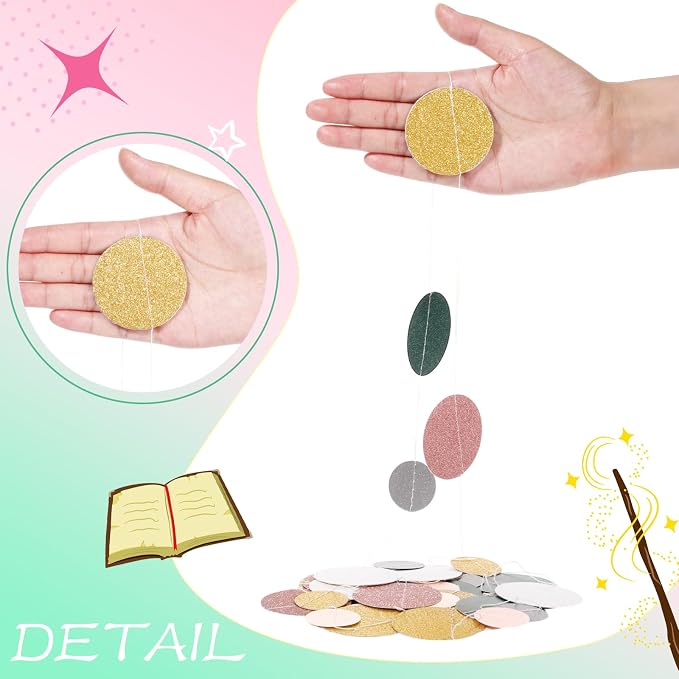 Outus 5 Pieces Colorful Circle Garland Banner Hanging Paper Dot Decorations - Image 3