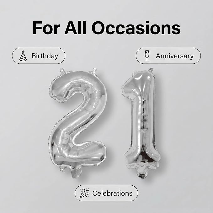 20 Pieces Foil Mylar Number Balloons 0 to 9 Set - Image 6