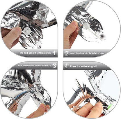 Silver Number 7 Balloon 40 inch, Balloon numbers party supplies, deco photo - Image 3