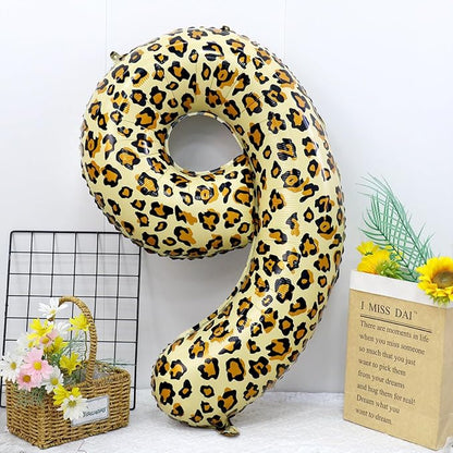 40Inch Large Leopard Print Number 9 Foil Balloons Cheetah 9th Wild One First - Image 3