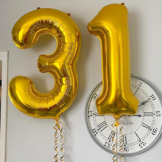 Gold 1 Balloon Number, 40 Inch Number 1 Balloon Large Gold 1 Foil Mylar Helium - Image 4