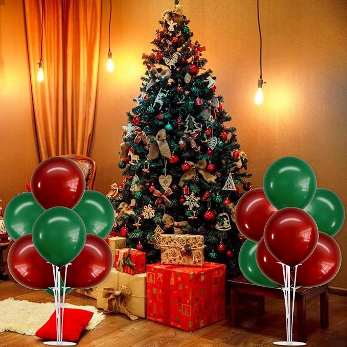 TONIFUL 4 Set Dark Red Green Balloon Stand Balloon Centerpiece - Image 5