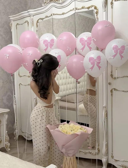 Pink Bow Balloons, Coquette Girly Party Decorations - Image 6