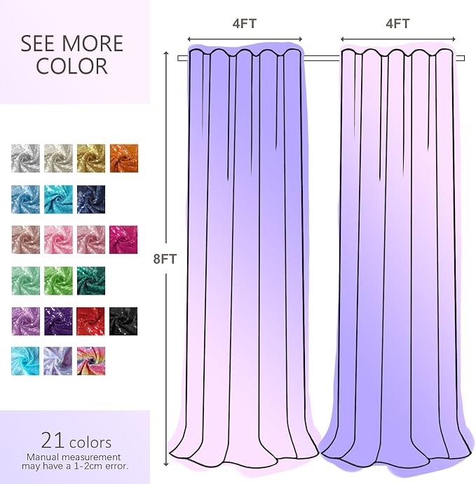 Hahuho Champagne Sequin Backdrop Curtain, Party Decoration（2 Panels, 2FT x 8FT - Image 7