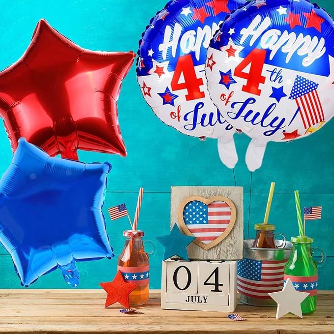 4th of July Balloons 12Pcs Patriotic Independence Day Foil Balloons Red White - Image 4