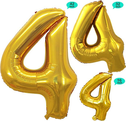 Gold Foil Balloons Number 4, Huge Number Balloons - Image 2