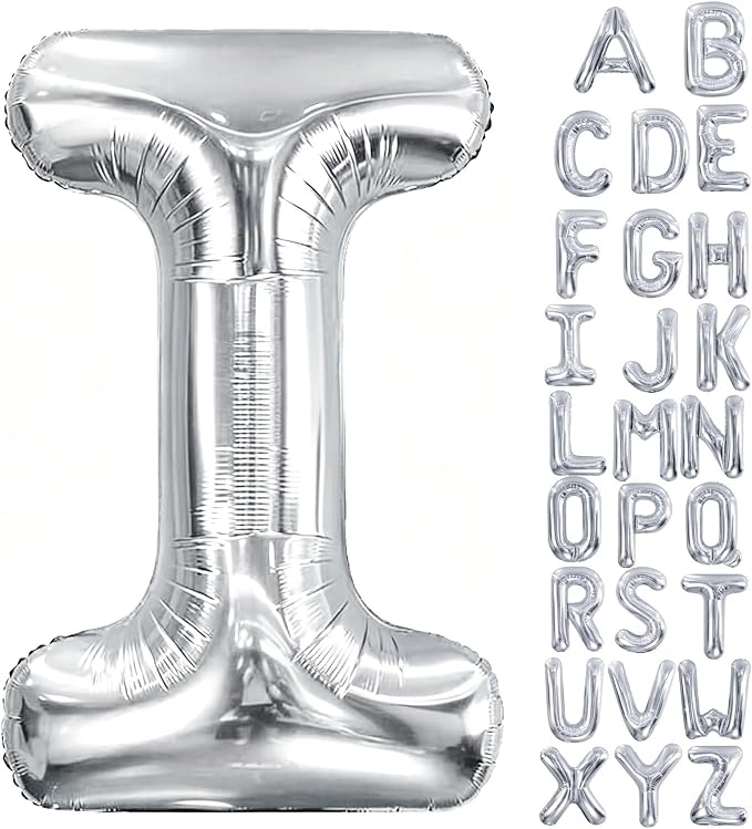 40 Inch Silver Letter Balloon, Large Foil Alphabet Balloons Birthday by Aeniaza