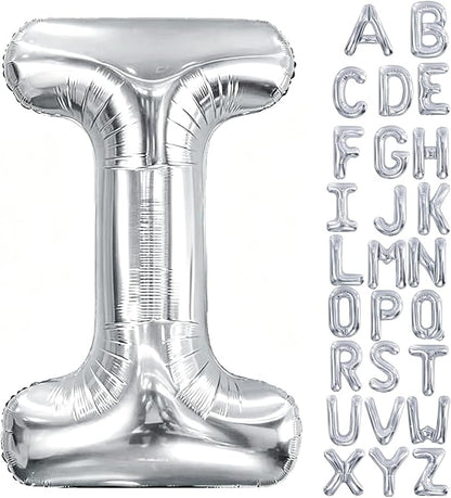 40 Inch Silver Letter Balloon, Large Foil Alphabet Balloons Birthday by Aeniaza