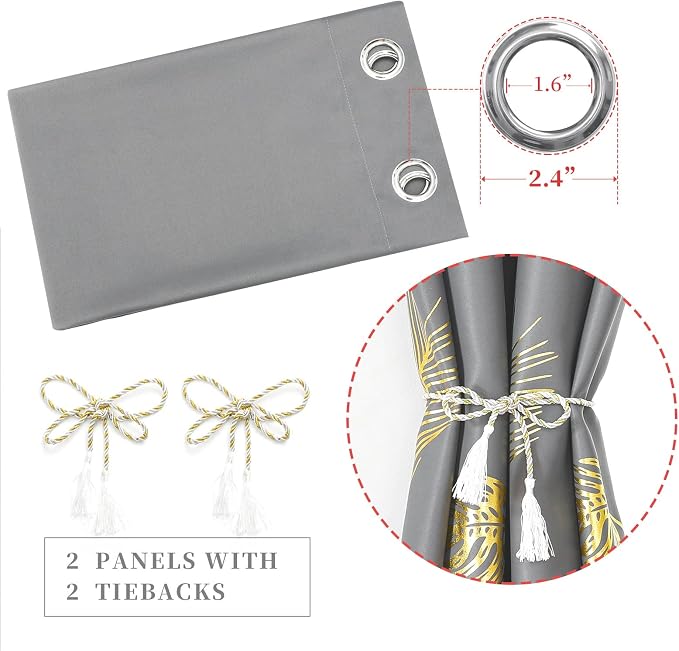 Grey Blackout Curtains for Bedroom 72 inch Long - Image 4