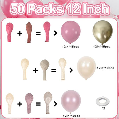 Pearl Pink Gold Balloons - Image 2