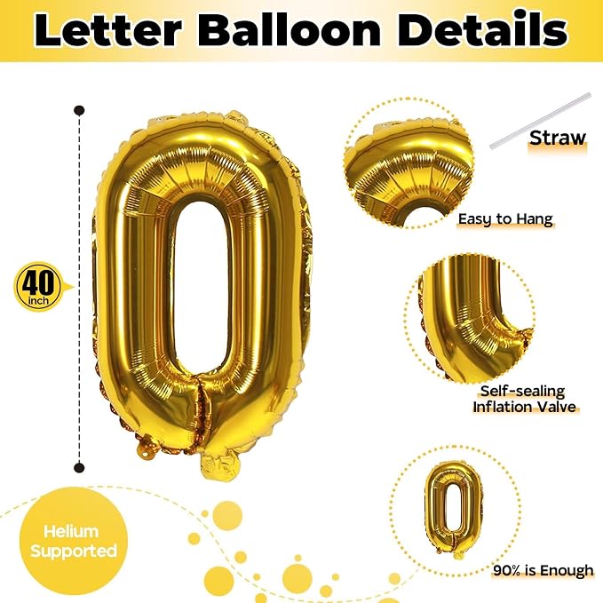 Foil Letter Balloons 40 Inch, Giant Alphabet O Customize Balloons, Large Self - Image 2