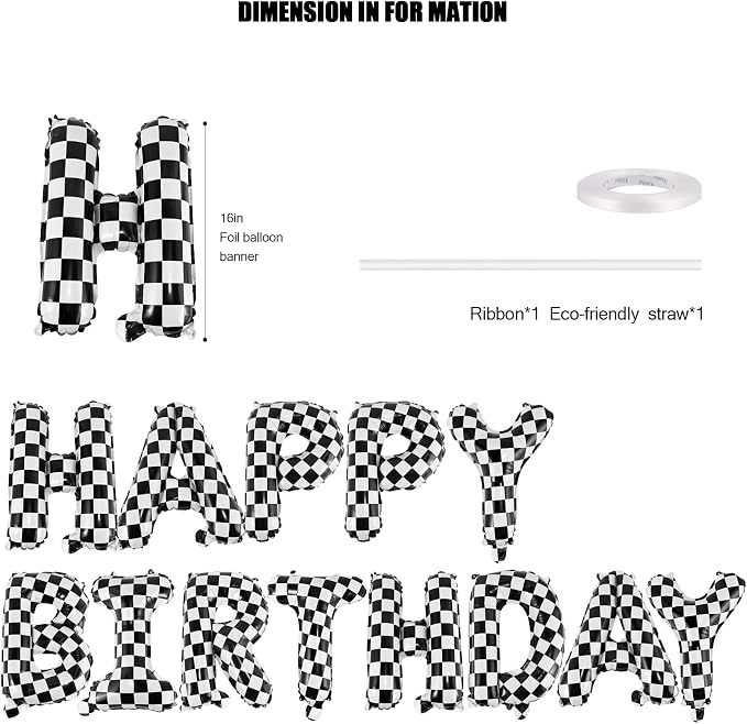 CANREVEL Happy Birthday Banner Decorations + Sign Balloons, - Image 2