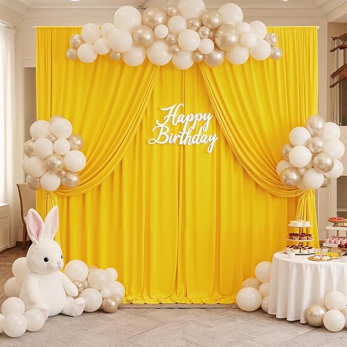 40ftx10ft Wrinkle Free Yellow Backdrop Curtains - Image 7