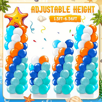 Kasyat 2 Sets Ocean Themed Balloon Column Stand Kit Blue Sea Balloon Arch - Image 4