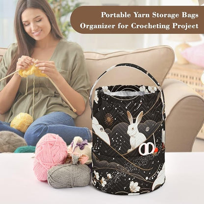 Bunny Chinese Style Yarn Bag Small Crochet Bag Drawstring Yarn Storage - Image 4