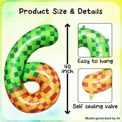 40 Inch Pixelated Number 6 Foil Balloon - Image 2