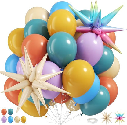 Boho Rainbow Balloons, 12 Inch Pastel Colorful Balloons by FEYG