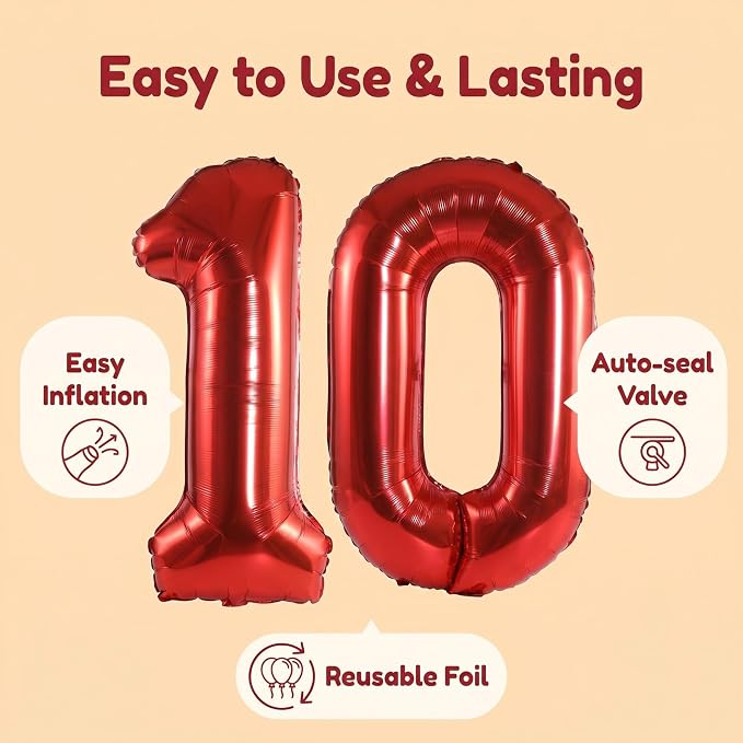 Number 10 Balloon Foil Mylar Balloons - Image 5