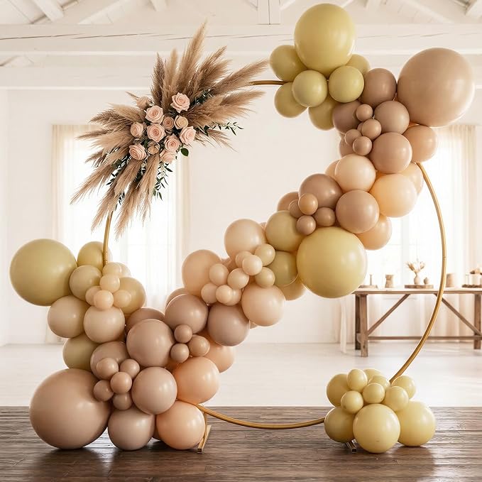 RUBFAC 129pcs Light Brown Balloons Different Sizes 18 12 10 5 Inch Latex Tan - Image 6