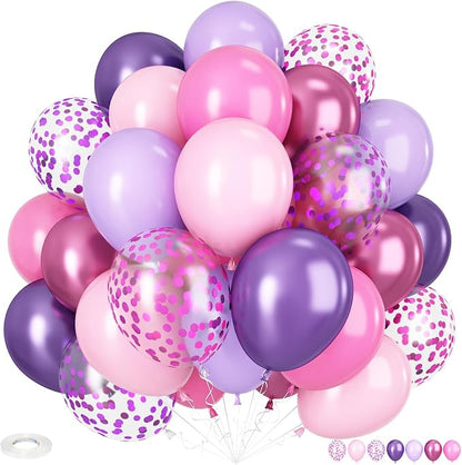 Pink and Purple Balloons, 12 Inch Pastel Purple and Pink Balloons Metallic Baby by Adorely