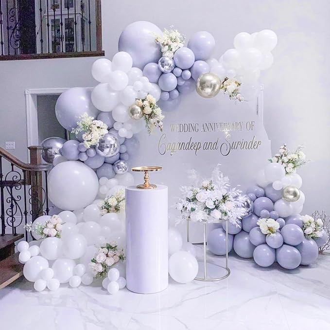 PartyWoo Dusty Blue Balloons 100pcs Boho Dusty Purple Muted Lavender Color | 12 - Image 7