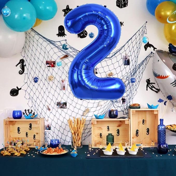 TONIFUL 40 Inch Navy Blue Number 2 Balloons Large Foil 2nd Birthday Decor | - Image 3