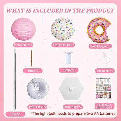 Donut Balloon Column Stand & Paper Lantern 2 Sets Donut party decoration | - Image 2