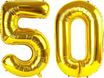 50 Balloon - Gold Birthday Number Balloons, 40 Inch Decorations Men Women | by ALPHADELTAPI