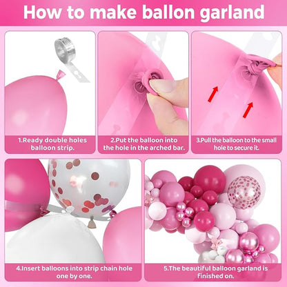 Ouddy Party 149Pcs Hot Pink White Balloon Garland Kit 18 12 10 5Inch | - Image 4