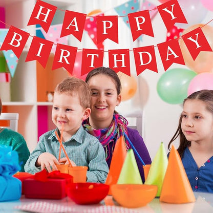 Hooqict Red Happy Birthday Banner Sign - Image 7