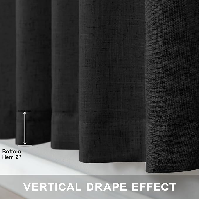 Black Linen Curtains 84 Inch Length - Image 7