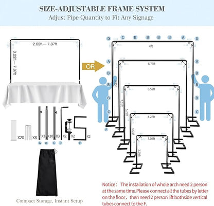 8.2FT Balloon Arch Stand, 8.2FT Square Heavy Duty Backdrop Adjustable Frame | - Image 4