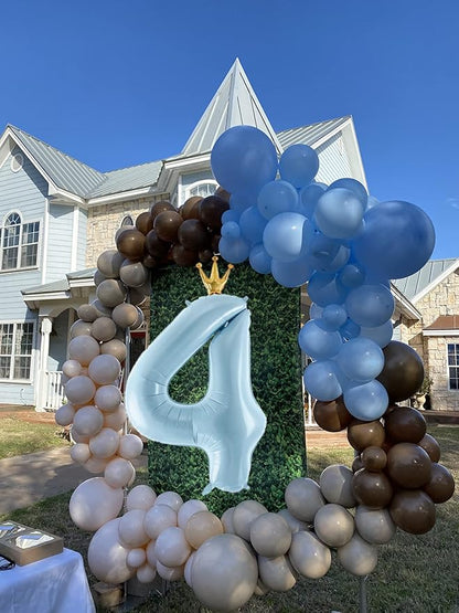 Number 4 Foil Balloon with Crown, 40-Inch Light Blue | Light blue number 4 foil - Image 4