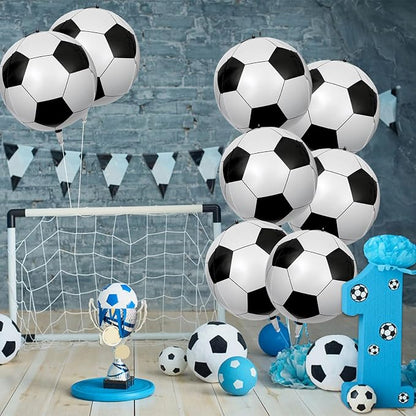 8 Pcs Soccer Foil Balloons 22 Inch 4D Soccer Ball Balloons Large Realistic - Image 3