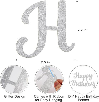 Glitter Happy Birthday Banner Sign Birthday Garland Wall Door Banners Flag - Image 7