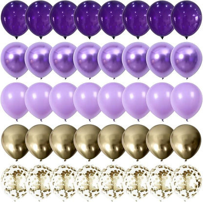 Purple and Gold Balloons, 12 Inch 35PCS Dark Pastel Purple Lavender Balloons - Image 9