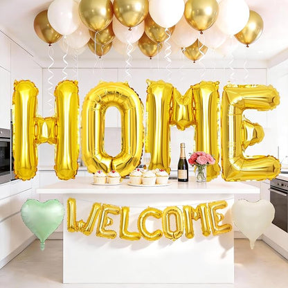 Welcome Home Balloons Green Gold, 40Inch HOME and 16Inch Welcome Foil Balloons - Image 6