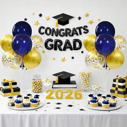 4 Sets Navy Blue Gold Balloon Centerpieces - Image 3