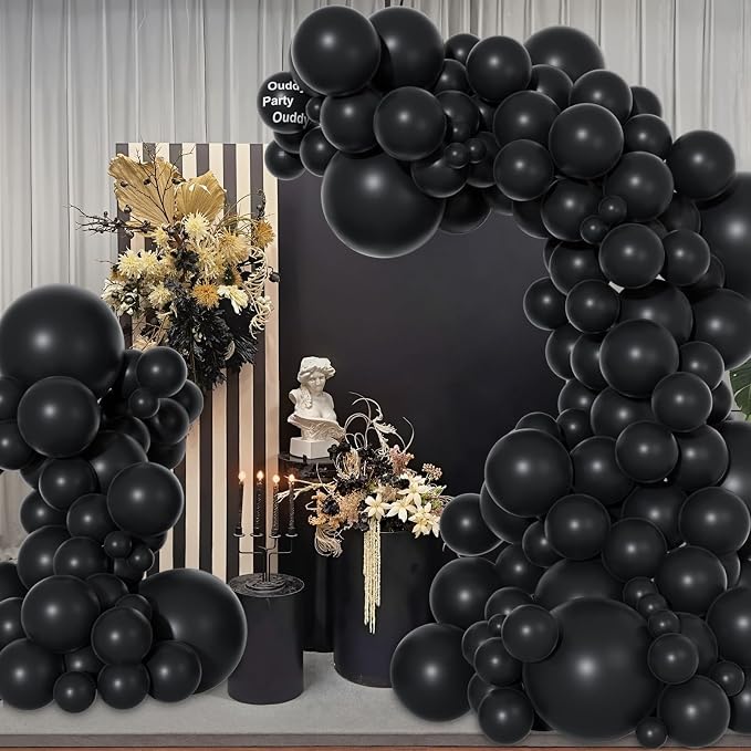 Ouddy Party 129Pcs Black Balloons Different Sizes 18 12 10 5 Inch, Latex - Image 5