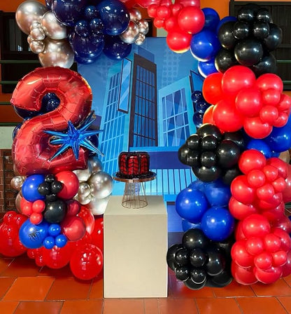 Black Red and Blue Balloons, 12Inch Spider Theme Balloon Metallic Silver Black - Image 5