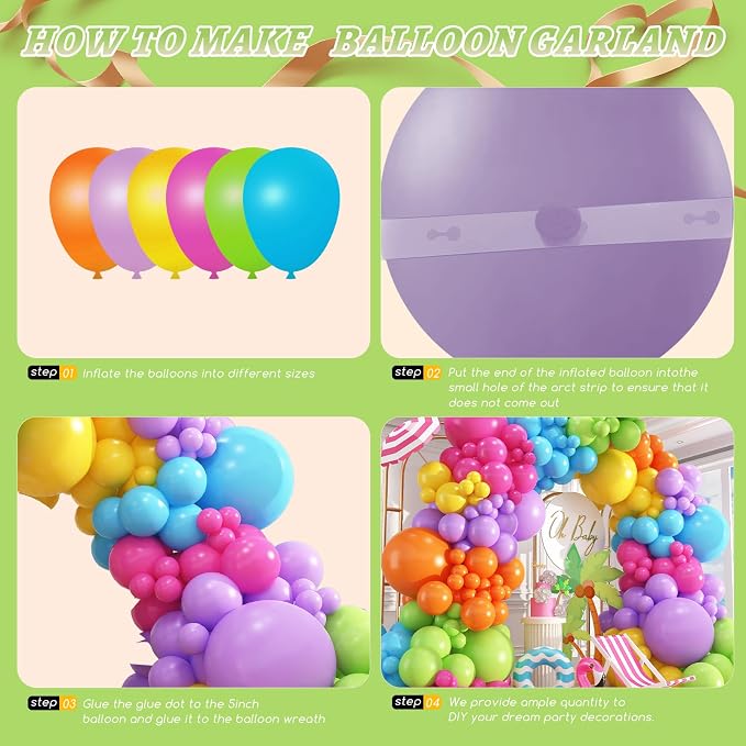 412pcs Summer Tropical Balloon Arch Garland Kit, Different Sizes 18 12 10 5inch - Image 3